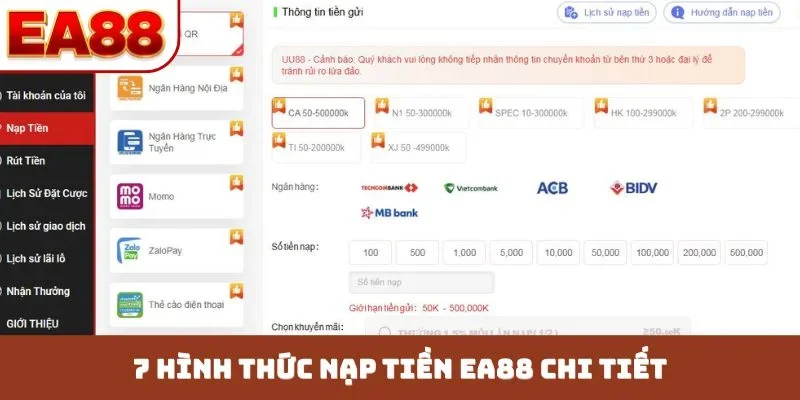 7 hình thức nạp tiền EA88 chi tiết