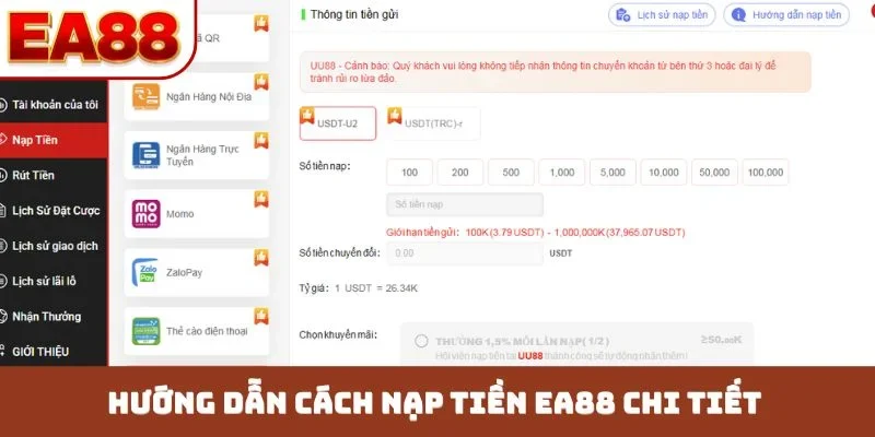 Hướng dẫn cách nạp tiền EA88